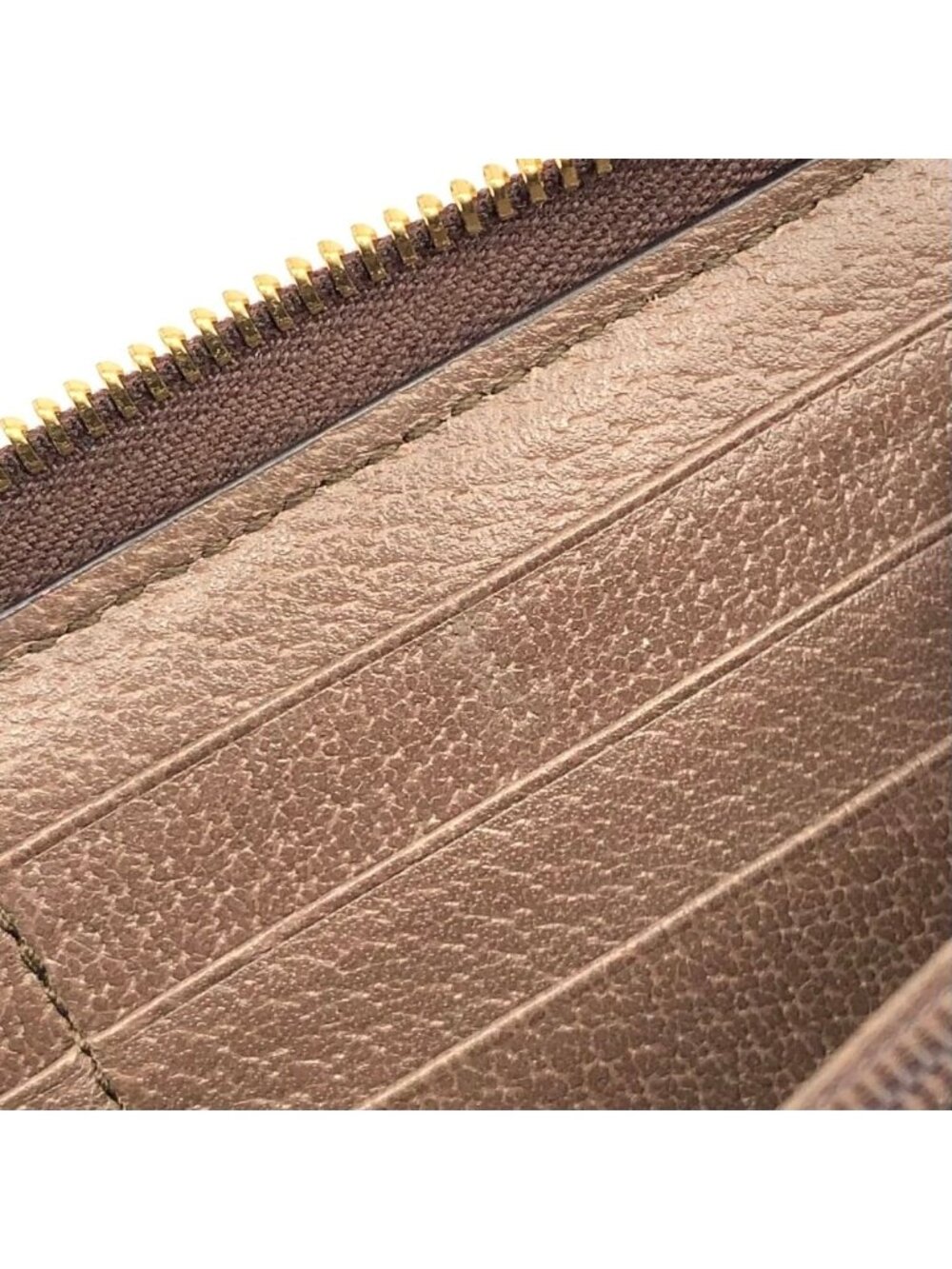Gucci Ophidia Zip Around Leather Brown Beige Wallet Gold - Picture 7 of 15